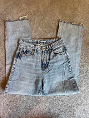 Zara Light Wash High-Rise Straight Jeans